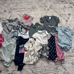 Huge 12 month old summer Assorted Baby Onesies Collection and outfits.